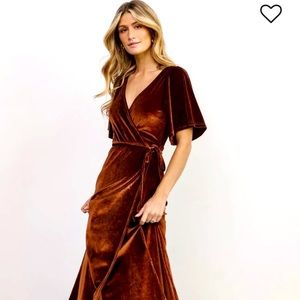 Baltic Born velvet wrap dress in bronze